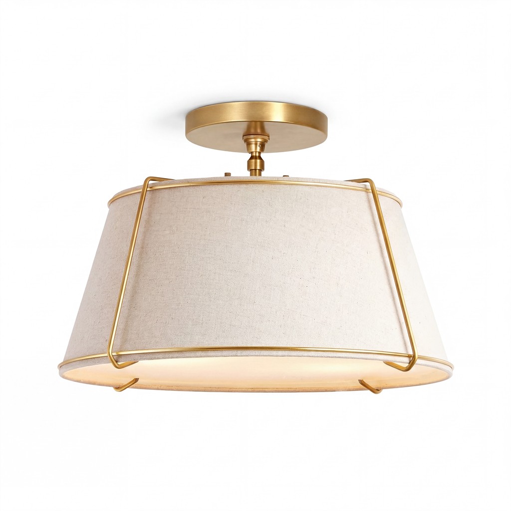 Hesperia Fabric Drum Shade Semi Flush Mount