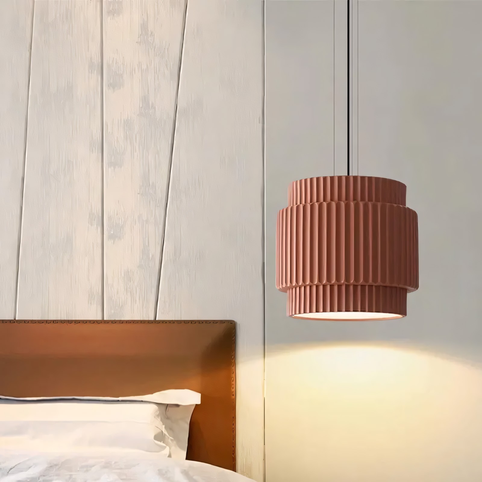 Draxithor Wabi Sabi Fluted Resin Cream Pendant Light