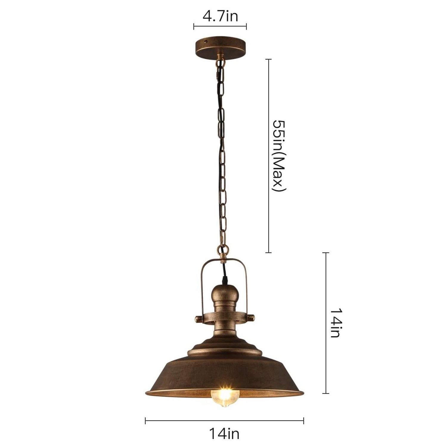 Carmen Industrial Antique Metal Horn Shaped Pendant Light