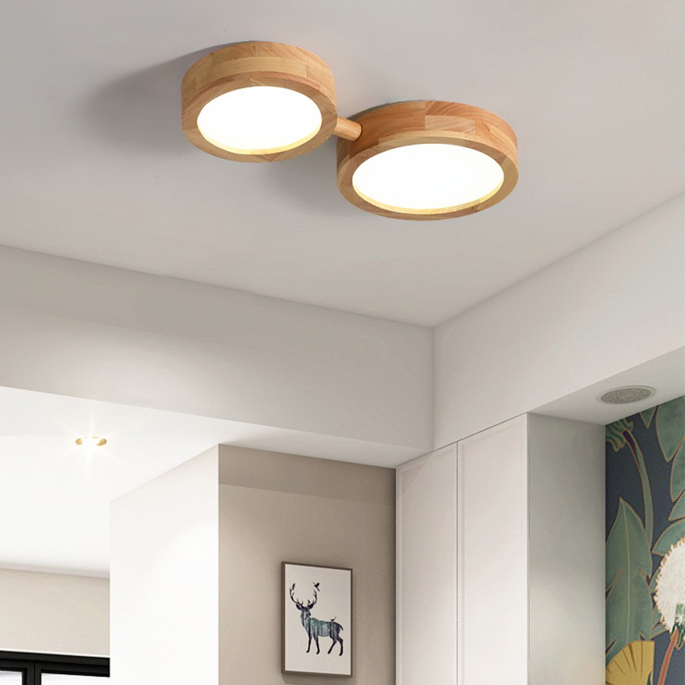 Phelith Modern Multi Heads Wood LED Ceiling Light