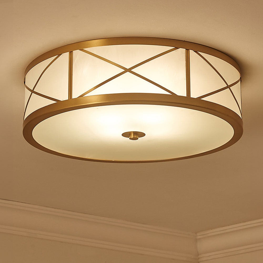 Kaeldr Brass Geometry Glass Drum Ceiling Light