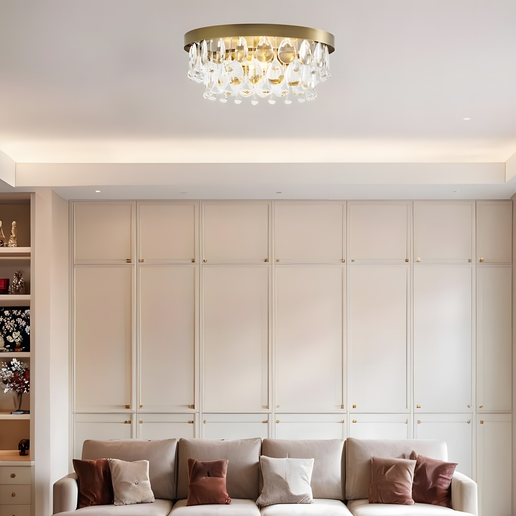 Thalassa Glass Teardrops Crystal Flush Mount Light