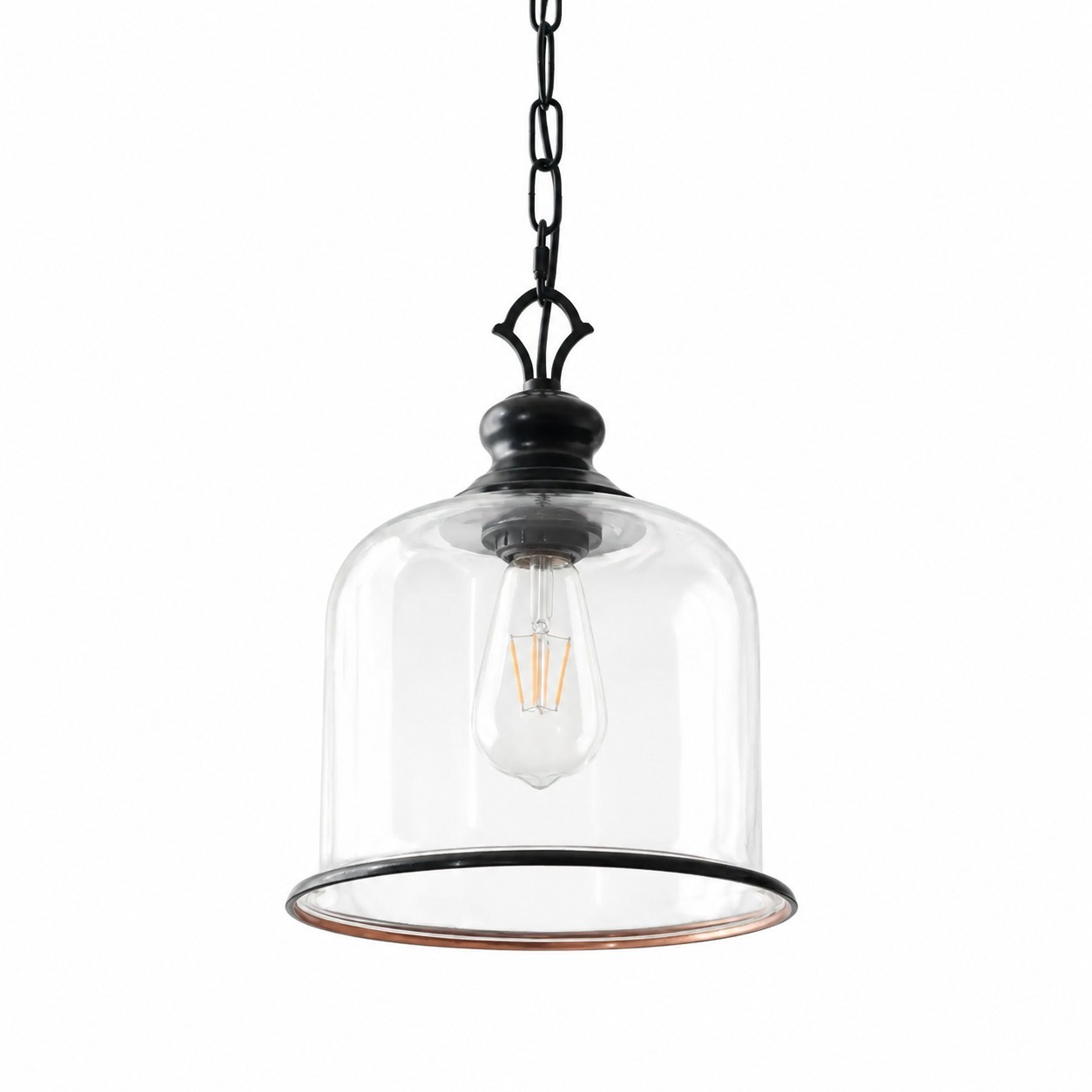 Sander Farmhouse Vintage Bell Clear Glass Pendant Light