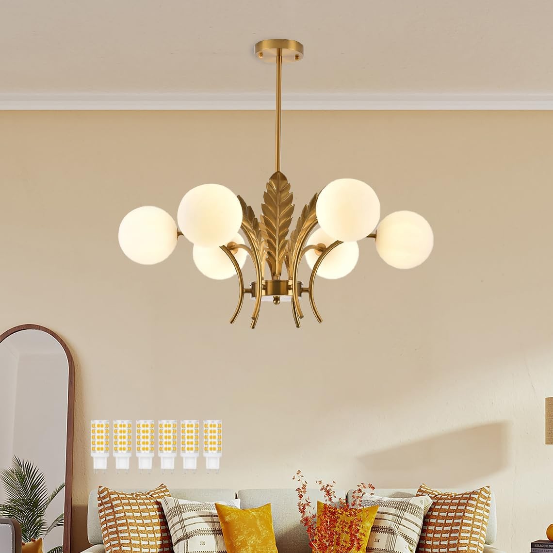 Zephyr Luxury 6-Lights Globe Glass Chandelier