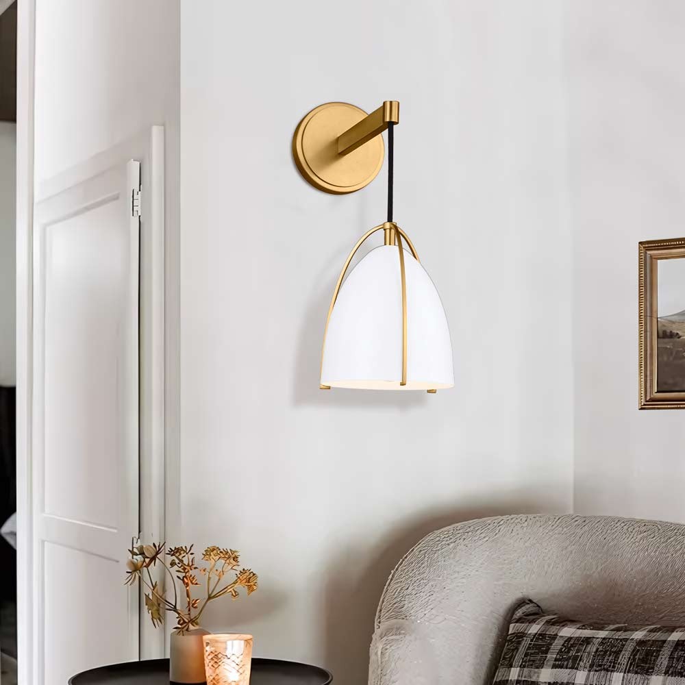 Aeryn White One Light Dome Shade Wall Sconce