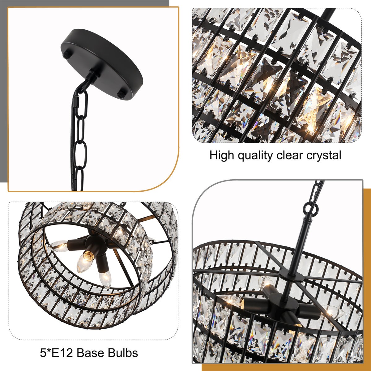 Gracie Luxurious Double Drum Crystal Chandelier