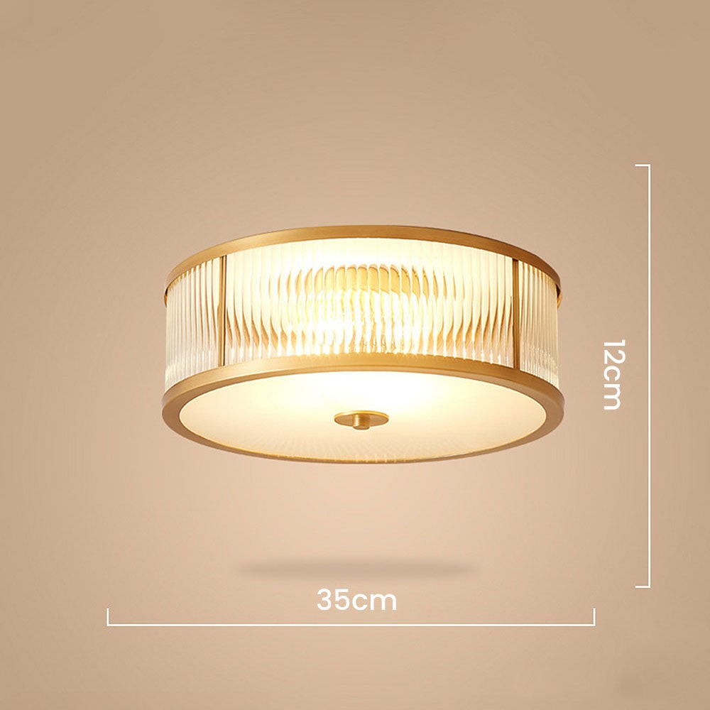 Lavra Brass Round Frosted Glass Ceiling Light