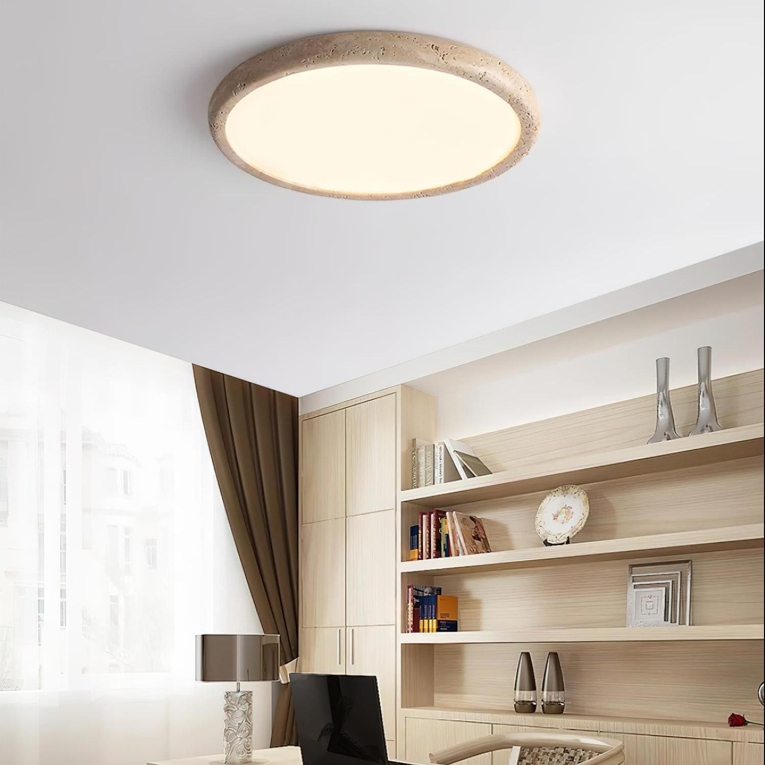 Tatum Modern Travertine Disc LED Ceiling Light