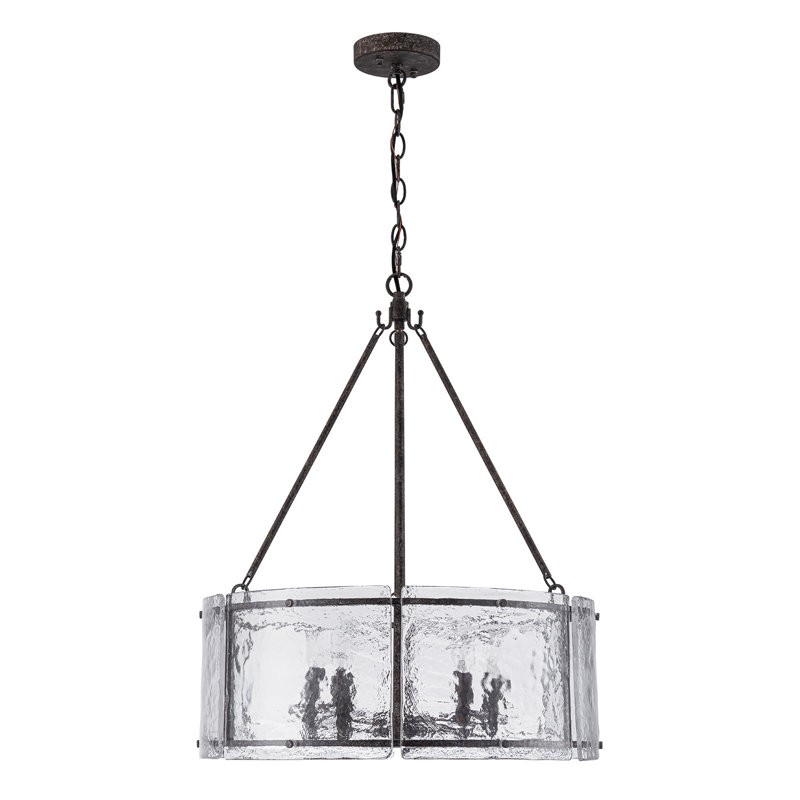 Coriander Farmhouse Water Ripple Glass Drum Chandelier