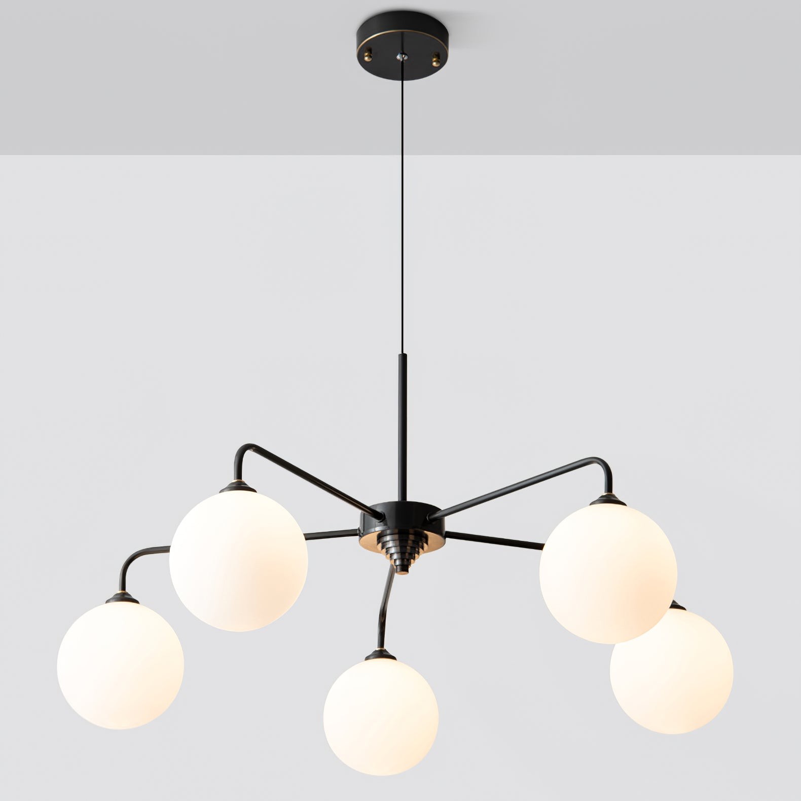 Maytoni Modern 5 Lights White Glass Globe Chandelier