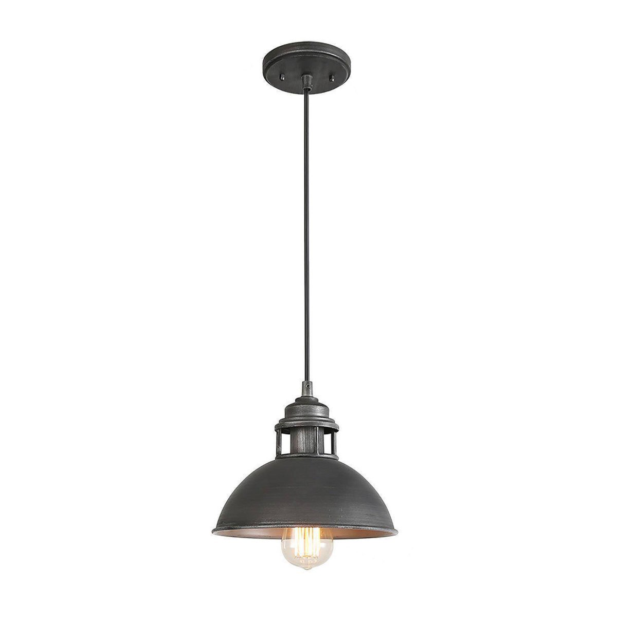 Hendon Industrial Matte Black Wrought Iron Dome Pendant Light