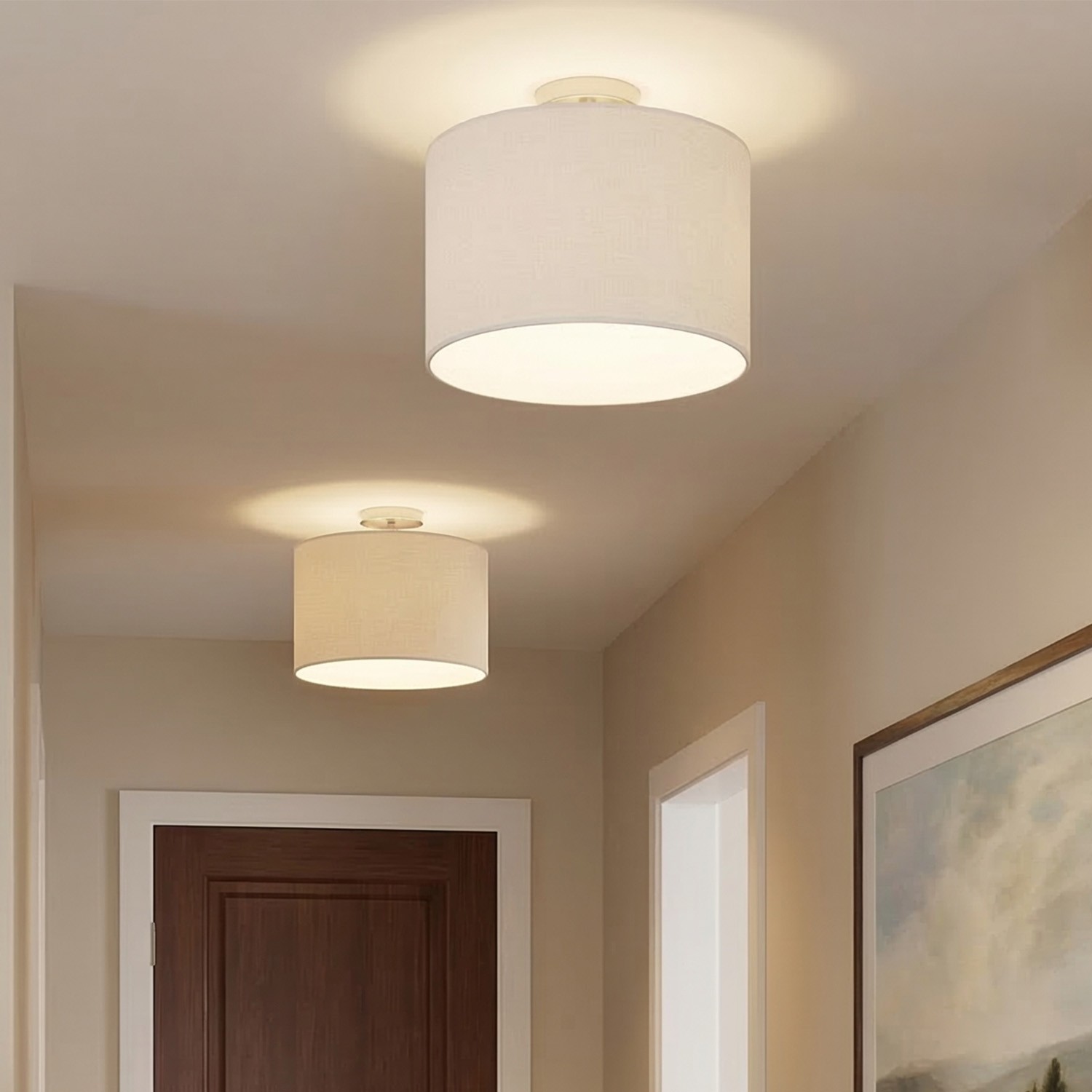 Kaethe Fabric Drum Shade Semi Flush Mount Light