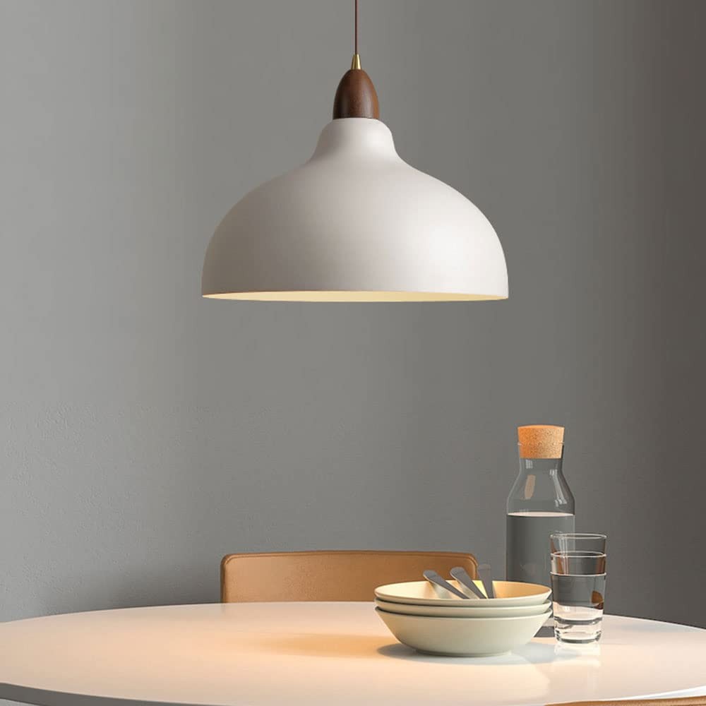 Zarek ‎Minimalist Walnut Wrought Iron Bowl Shaped Pendant Light