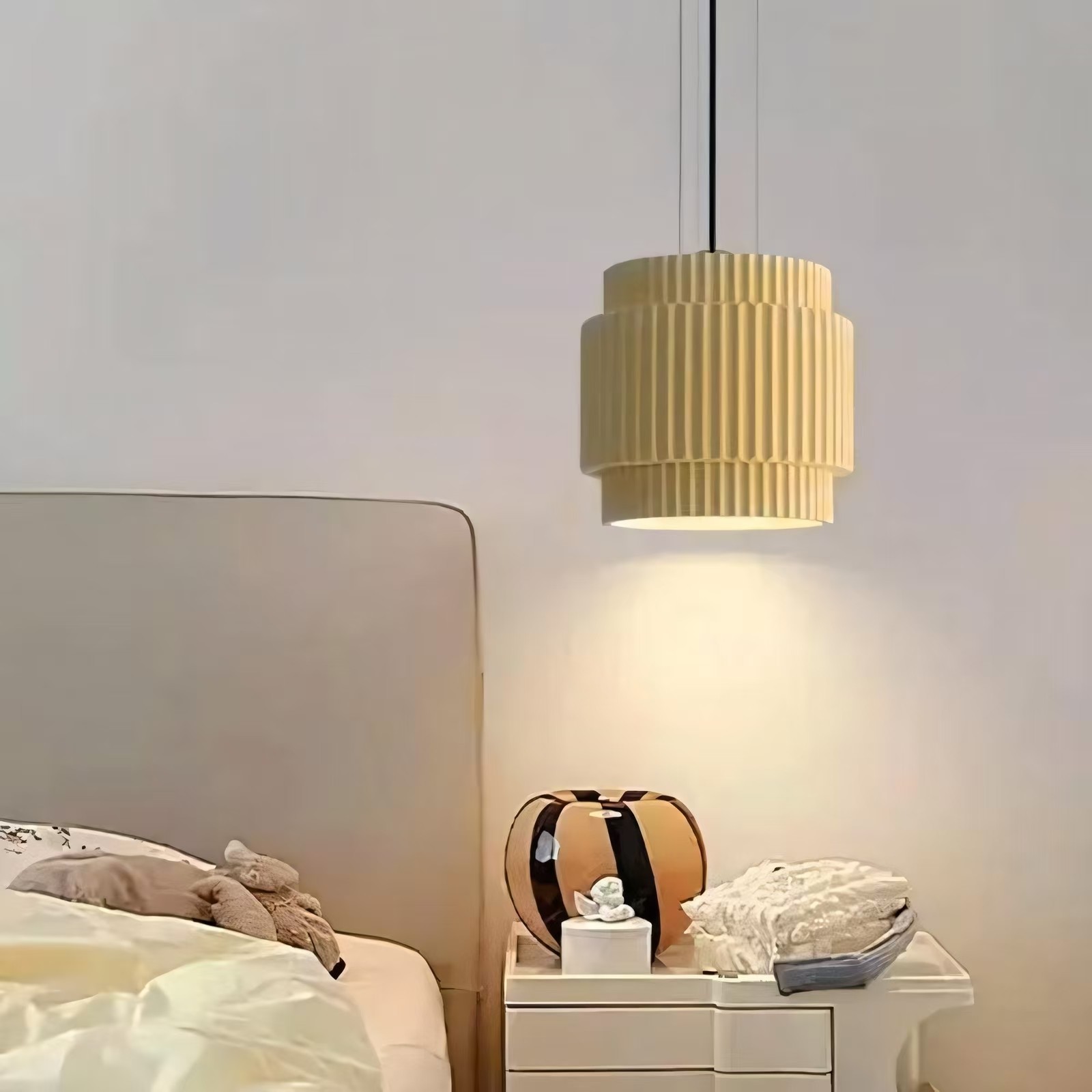 Draxithor Wabi Sabi Fluted Resin Cream Pendant Light