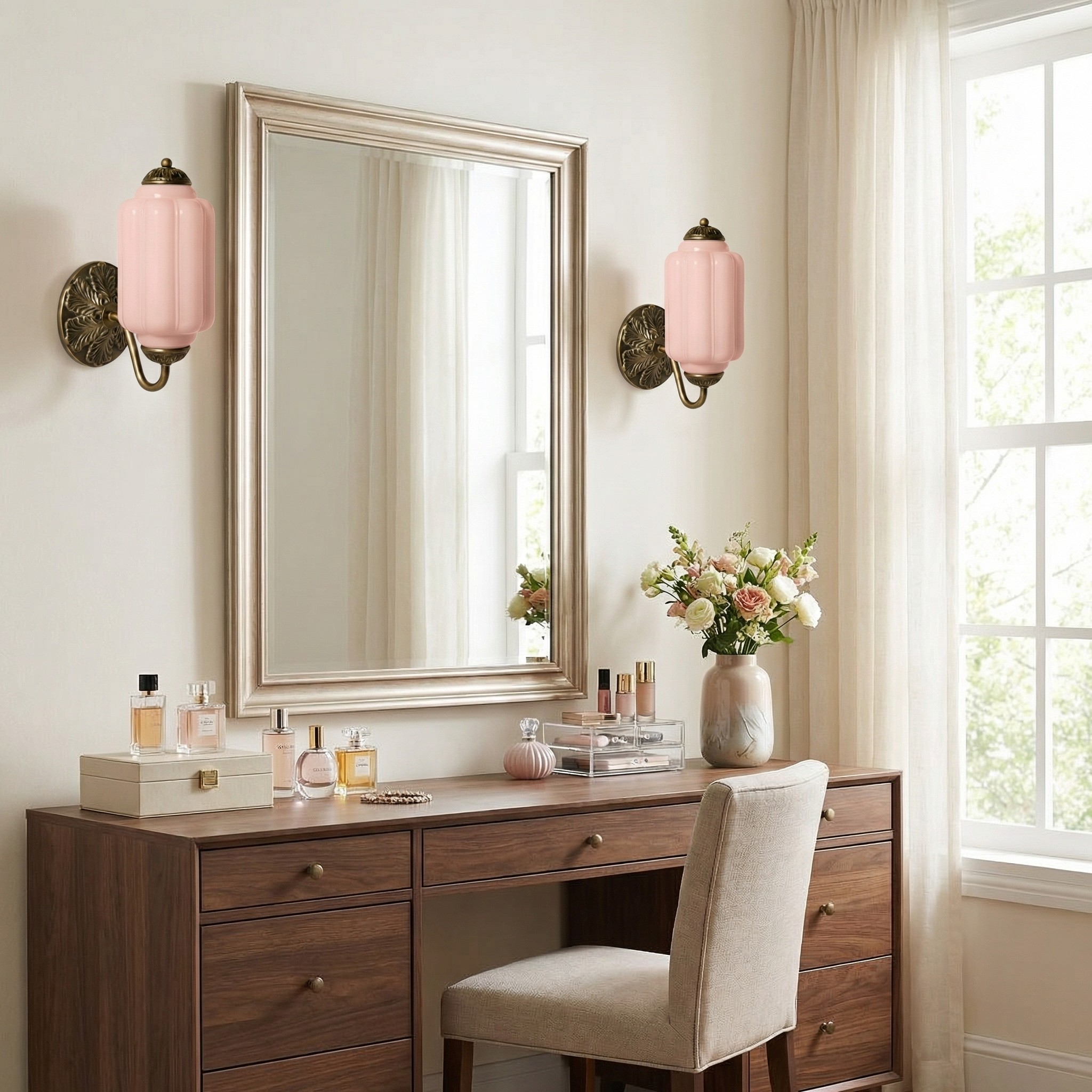 Cyrilith Vintage Milk Glass Oiled Brass Eloise Sconce