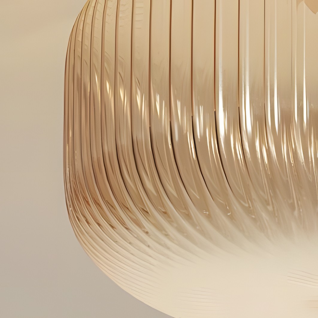 Octavius Farmhouse Retro Amber Fluted Glass Ceiling Light
