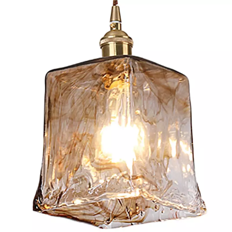 Cyralix Brass Coffee Water Ripple Glass Pendant Light