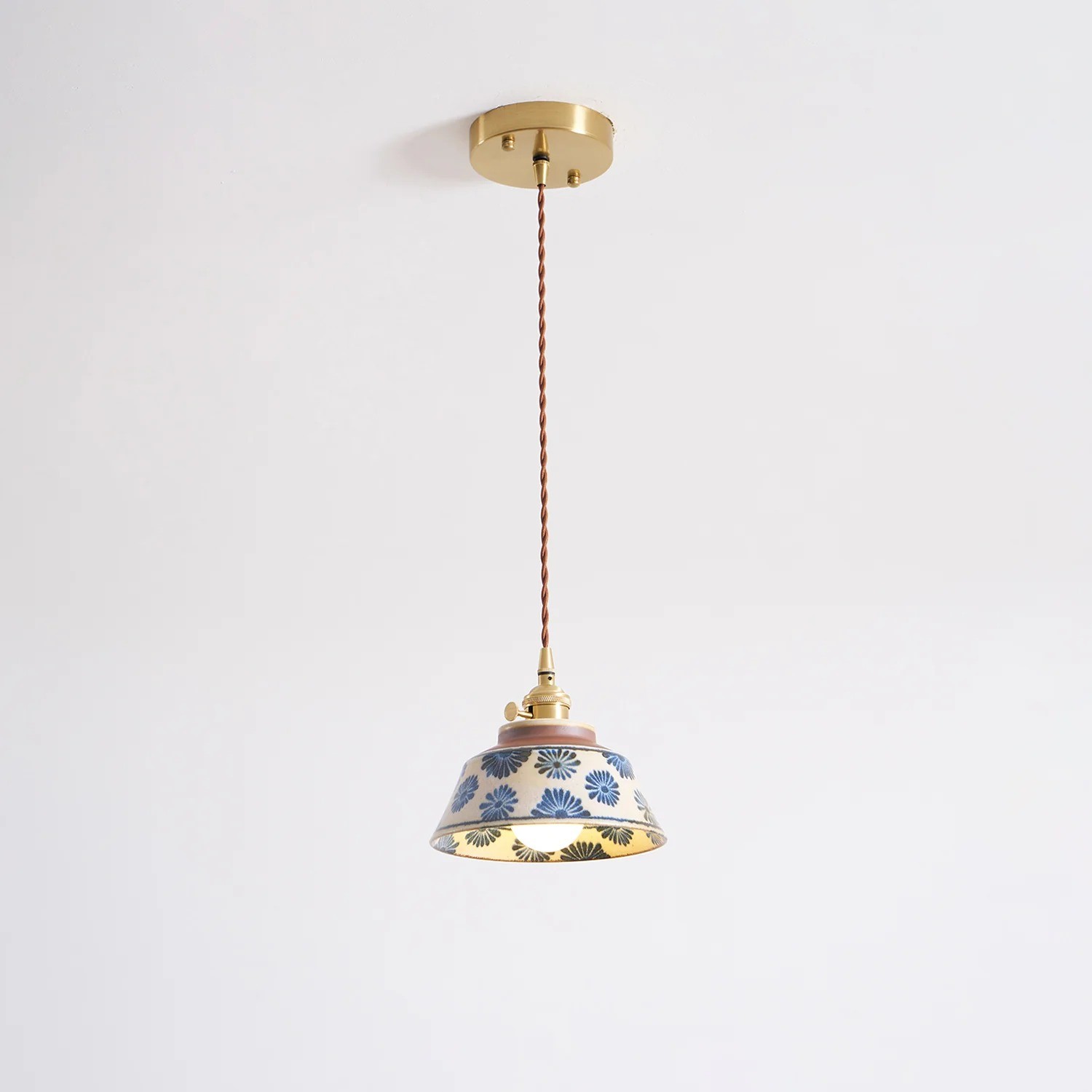 Hussein Vintage Hand-painted Ceramic Pendant Light