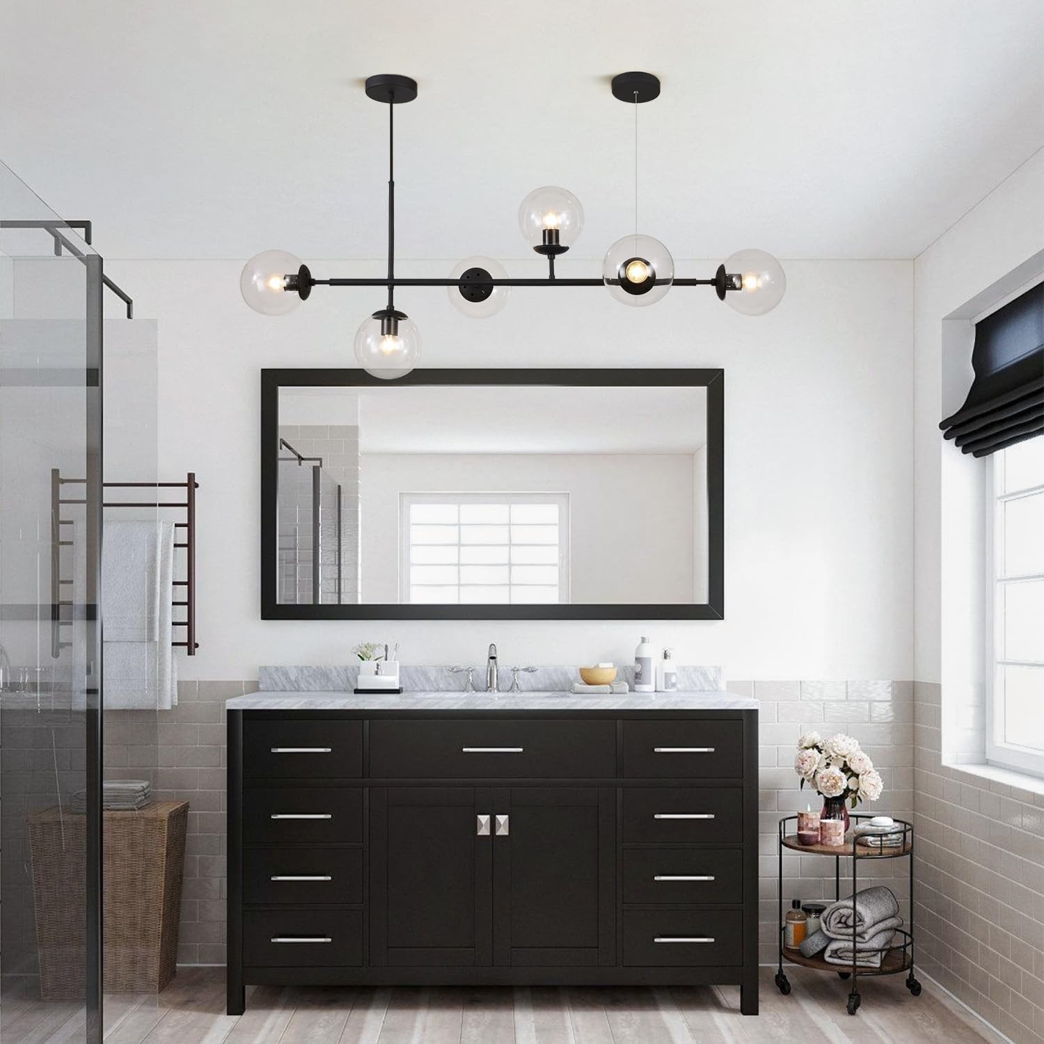 Celestina 6 Light Linear Glass Orb Pendant Light