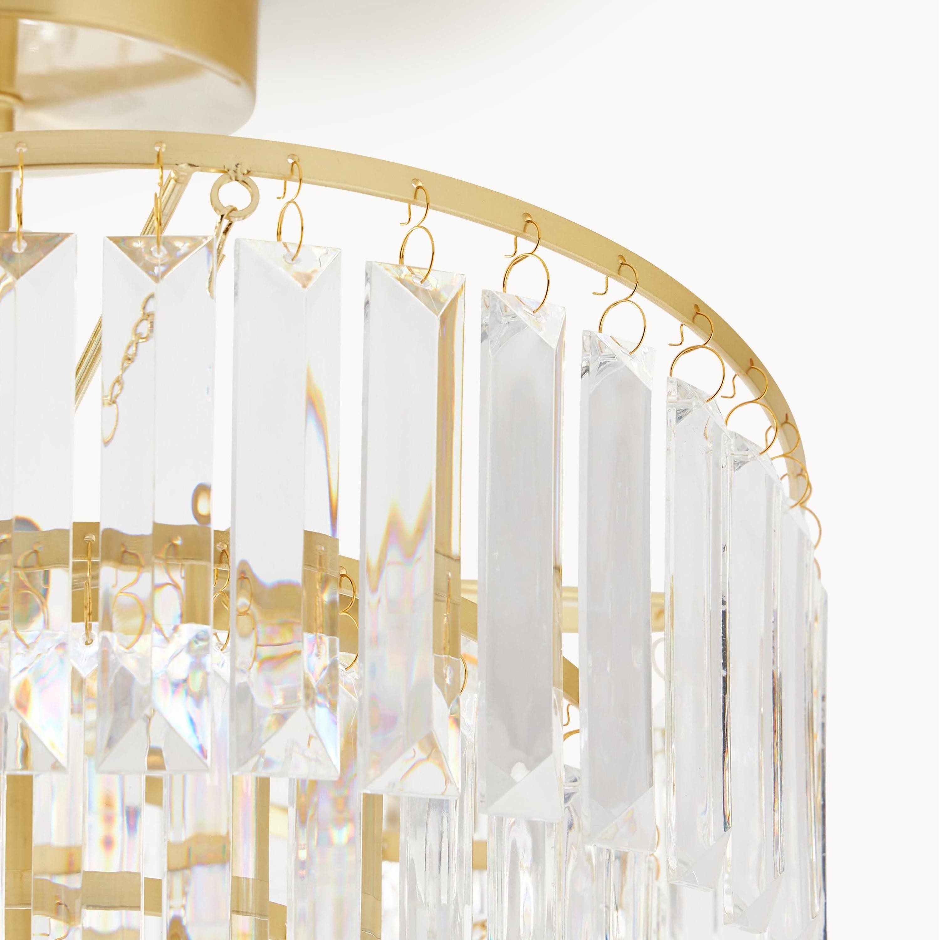 Deneuve Farmhouse Tiered Glass Brass Ceiling Light