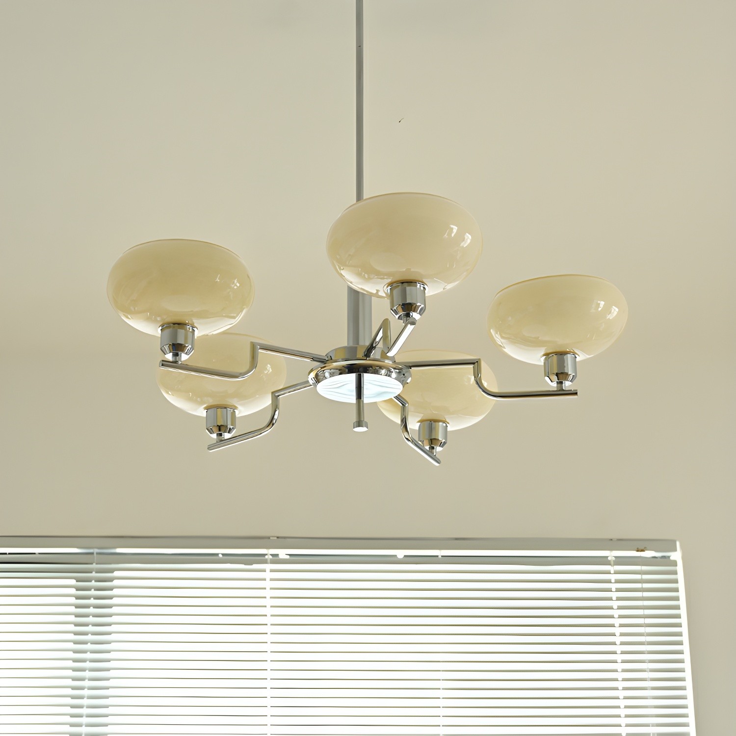Shadella Modern Cream Glass Bauhaus Chandelier