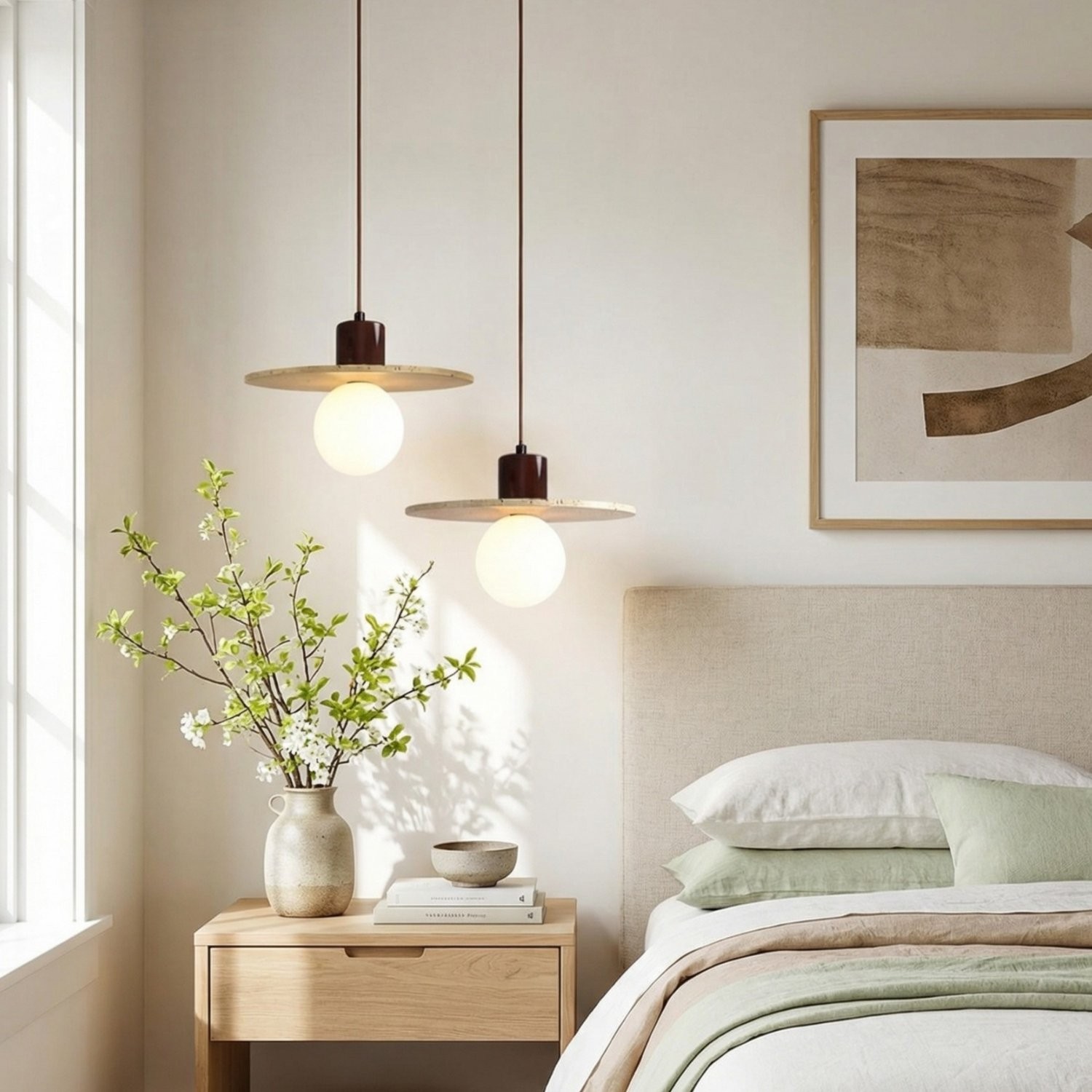 Bowen Wabi-Sabi Mini Travertine Pendant Light