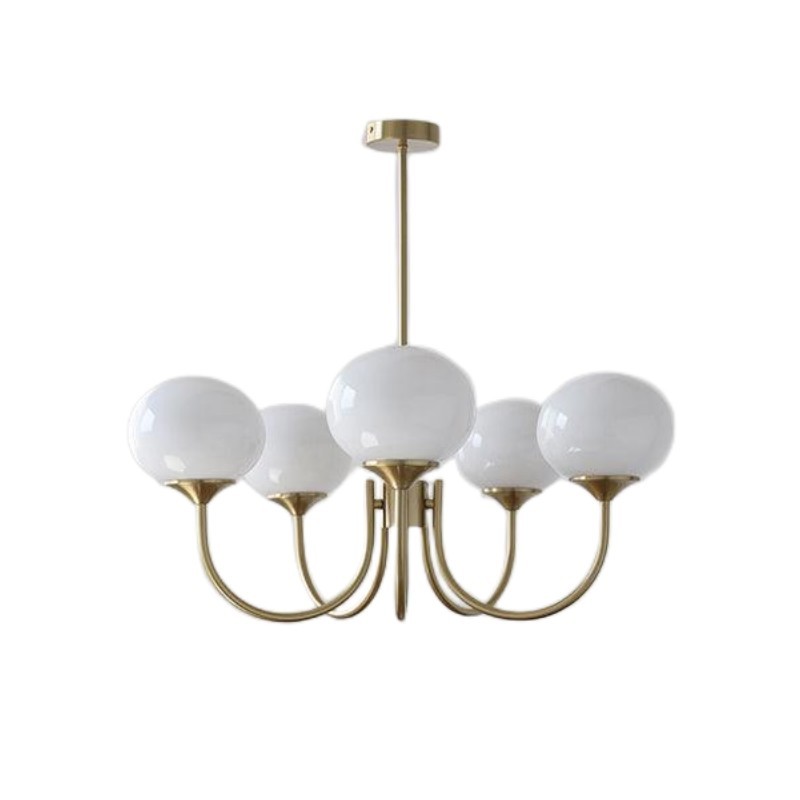 Bianca Colored Glass Shade Chandelier with Globes