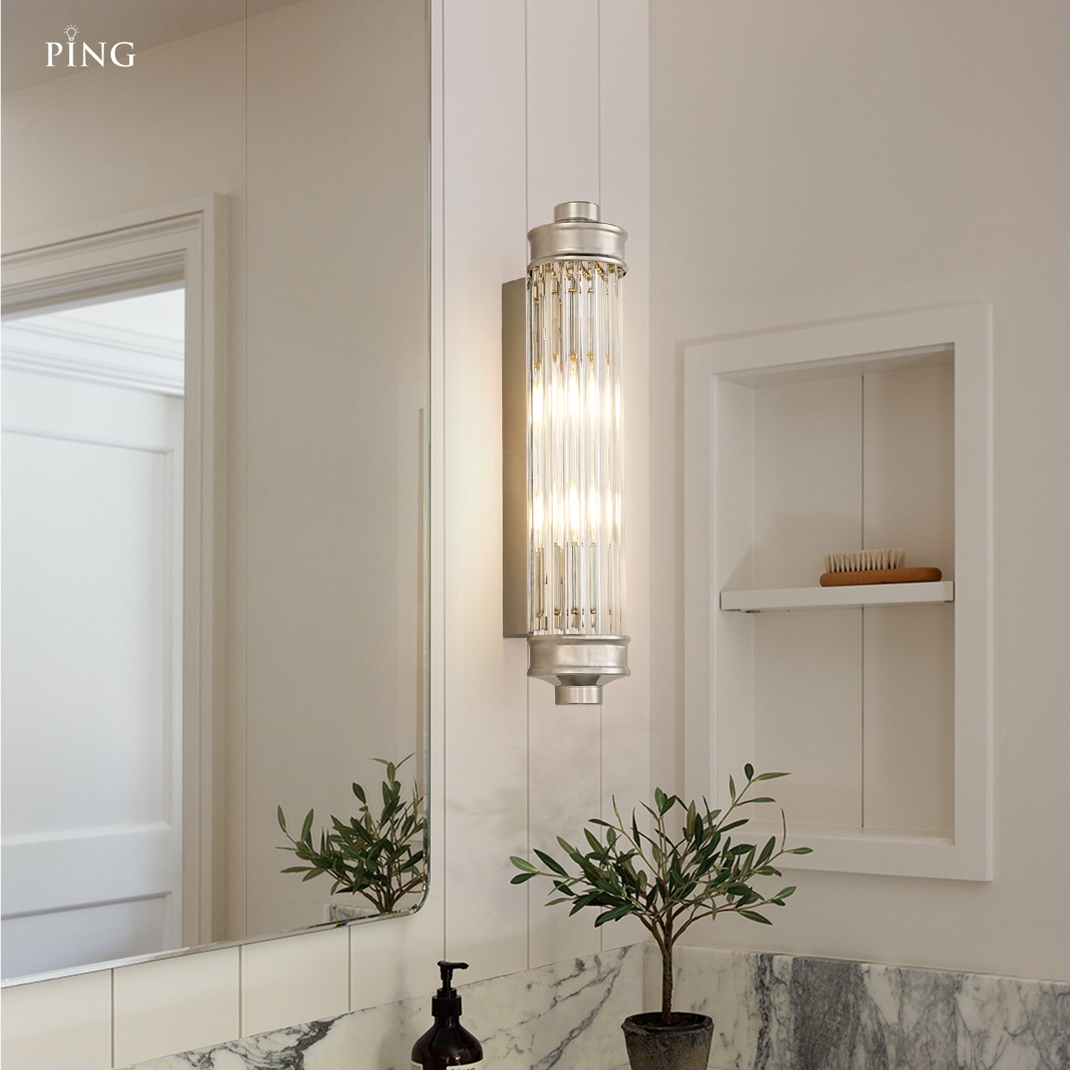 Raelin Retro Cylindrical Ribbed Glass Sconce