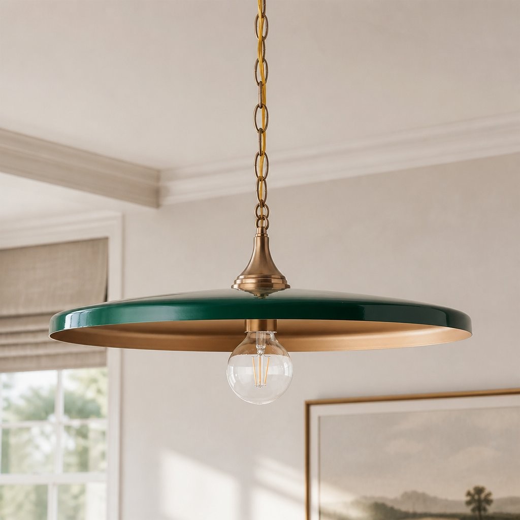 Adley Mid-Century Brass Disc Pendant Light