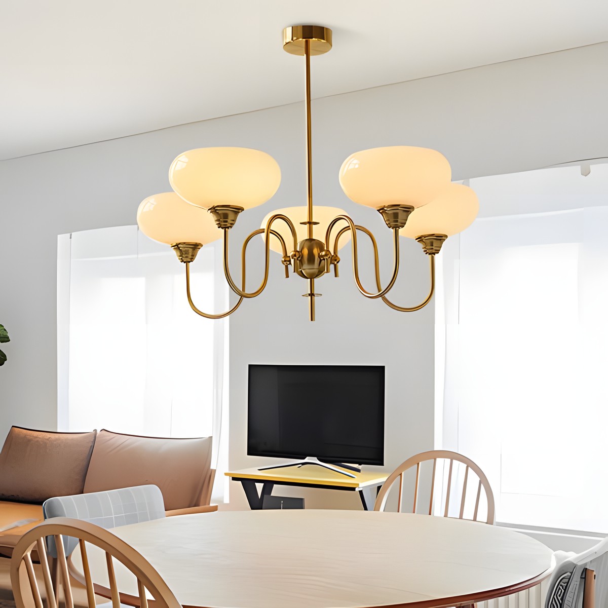 Luna Cream White Bubble Glass Chandelier