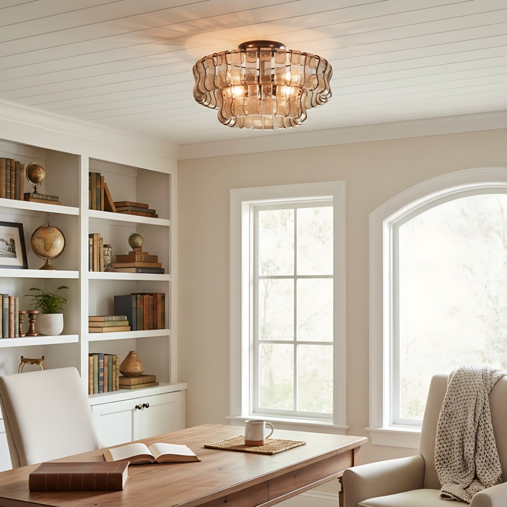 Giha Modern Double-Layer Curved Glass Chandelier