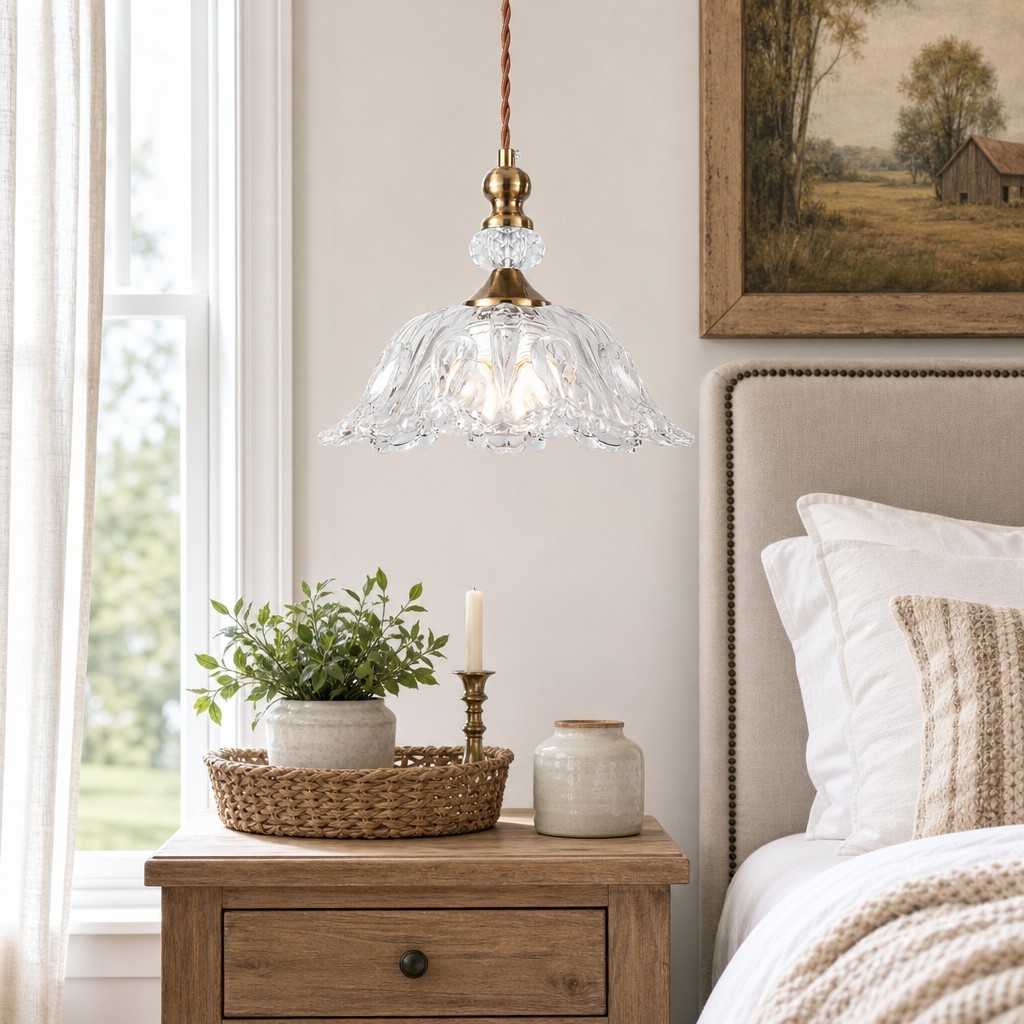 Vilkas Vintage Flower Shaped Glass Pendant Light
