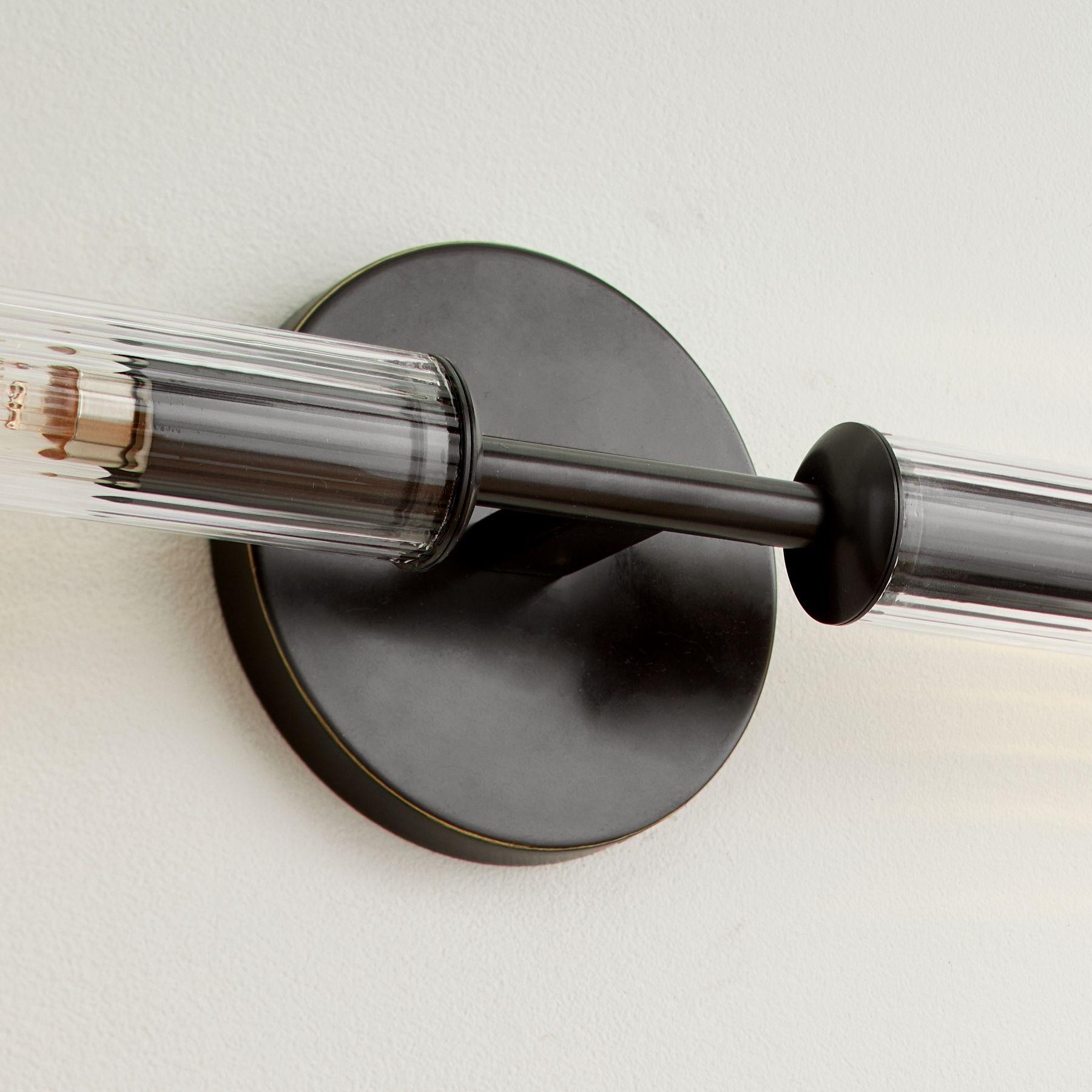 Alice Farmhouse Transparent Ribbed Glass Double Tube Sconce