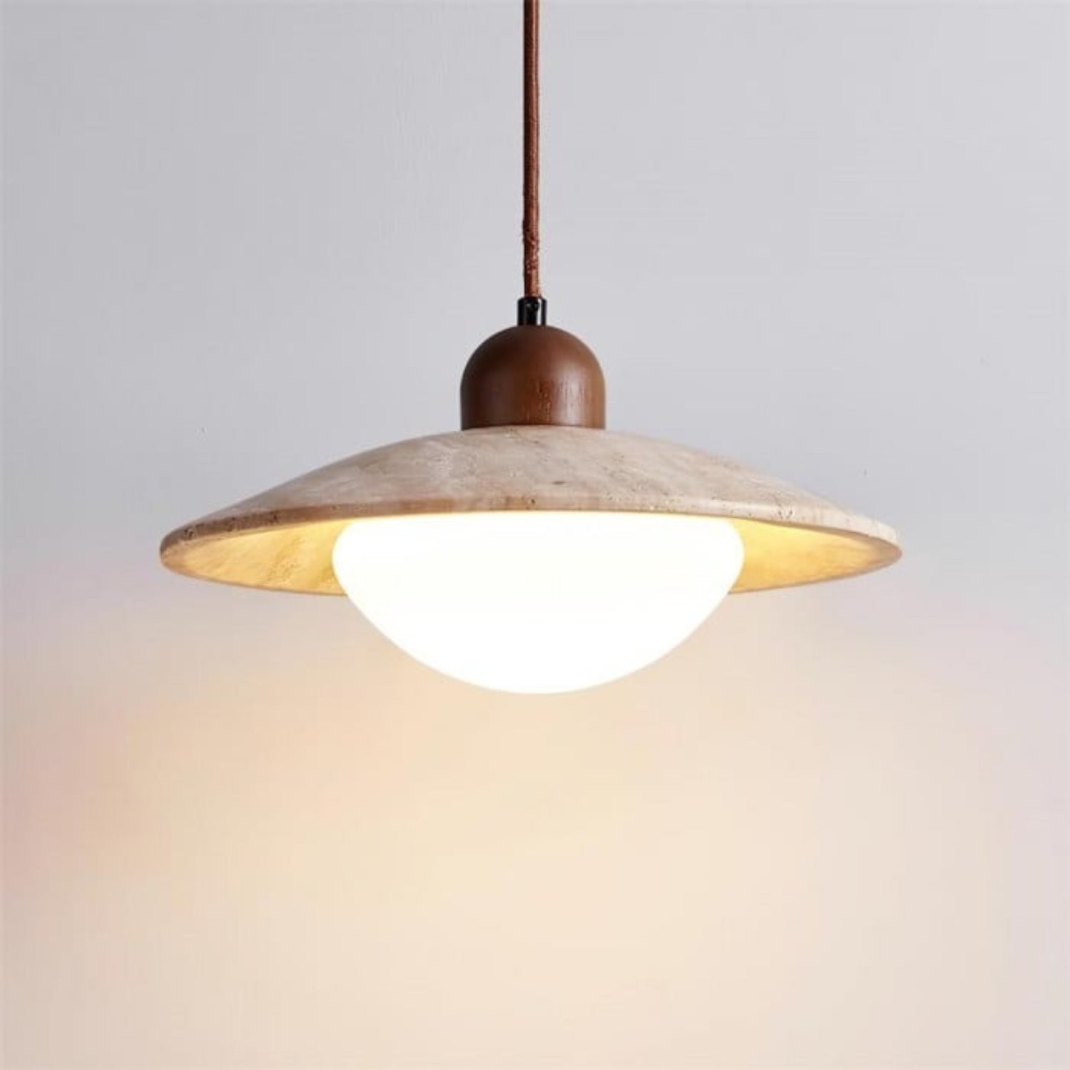 Barrett Wabi-Sabi Round Travertine Pendant Light