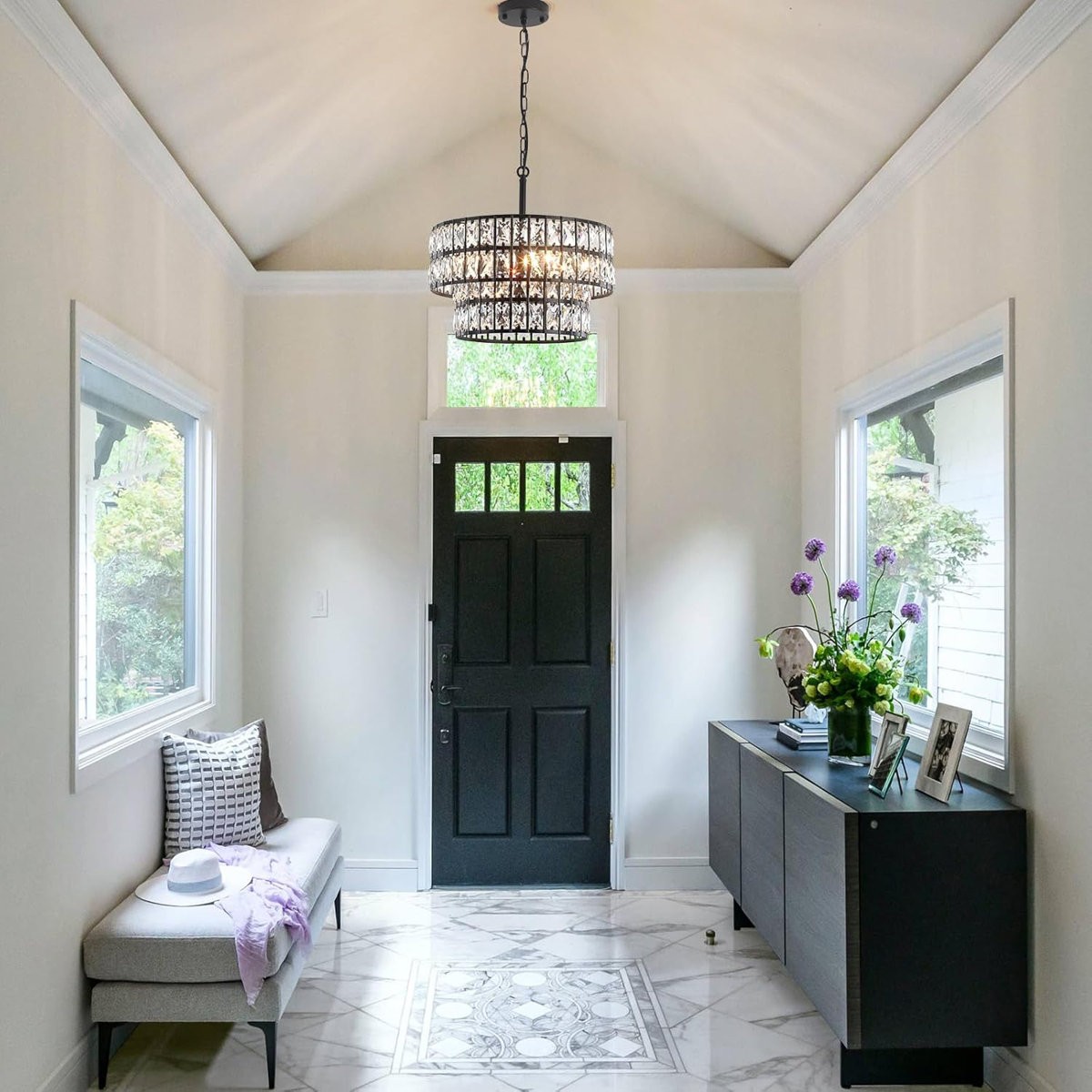 Gracie Luxurious Double Drum Crystal Chandelier