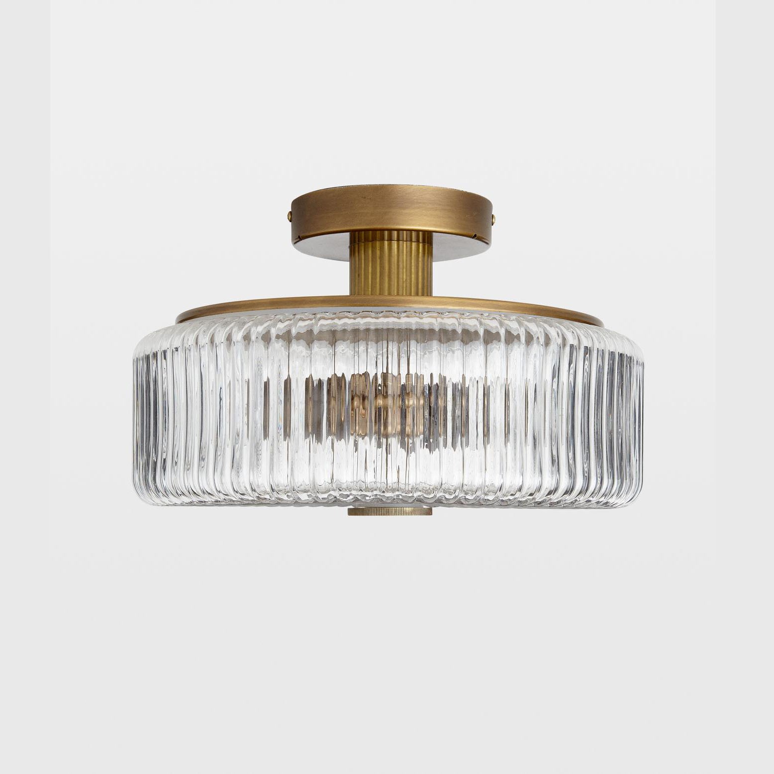 Willa Rustic Round Ribbed Glass Ceiling Light