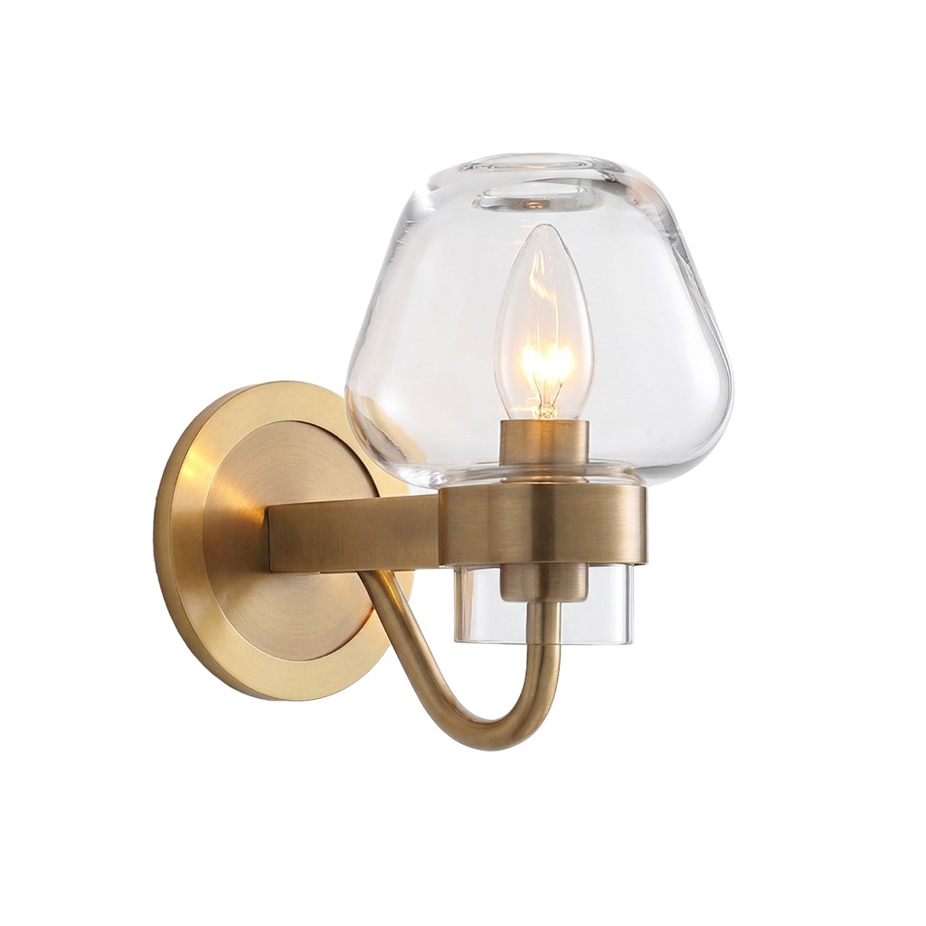 Ivanov Vintage Antique Brass Glass Wall Light