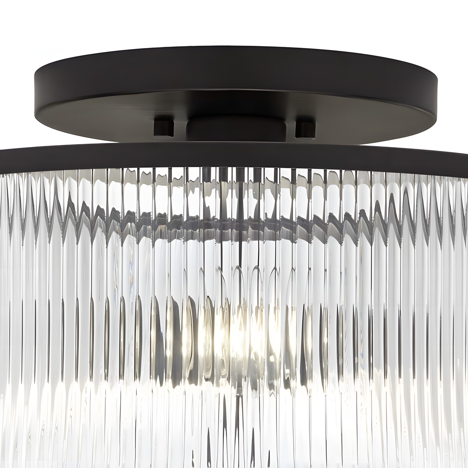 Claude Farmhouse Striped Glass Drum Ceiling Light
