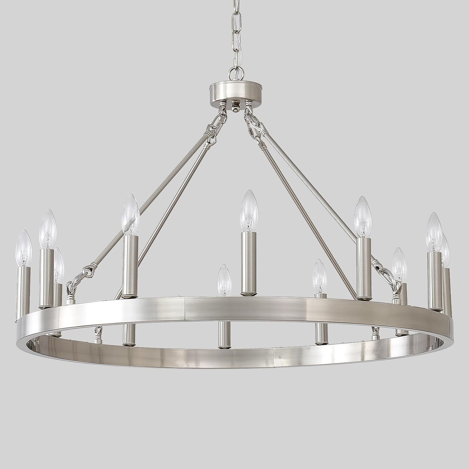 Beau Large 12 Lights Rustic Wagon Wheel Chandelier