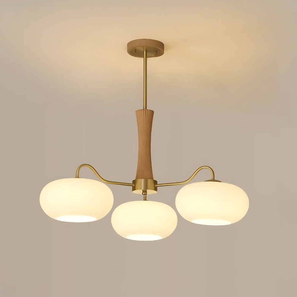 Obsidian Modern Bubble Brass Glass Persimmon Chandelier