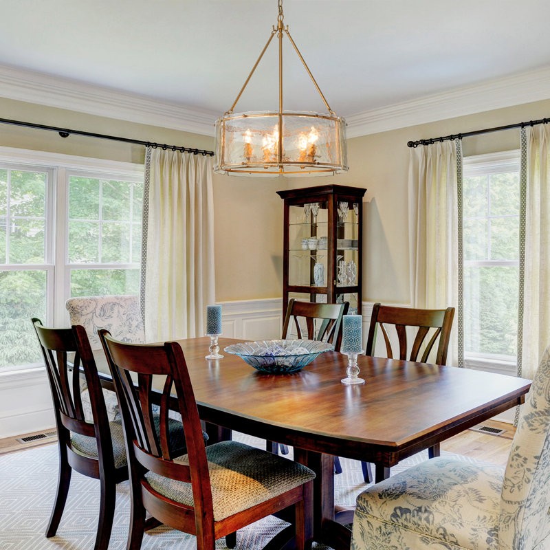 Coriander Farmhouse Water Ripple Glass Drum Chandelier