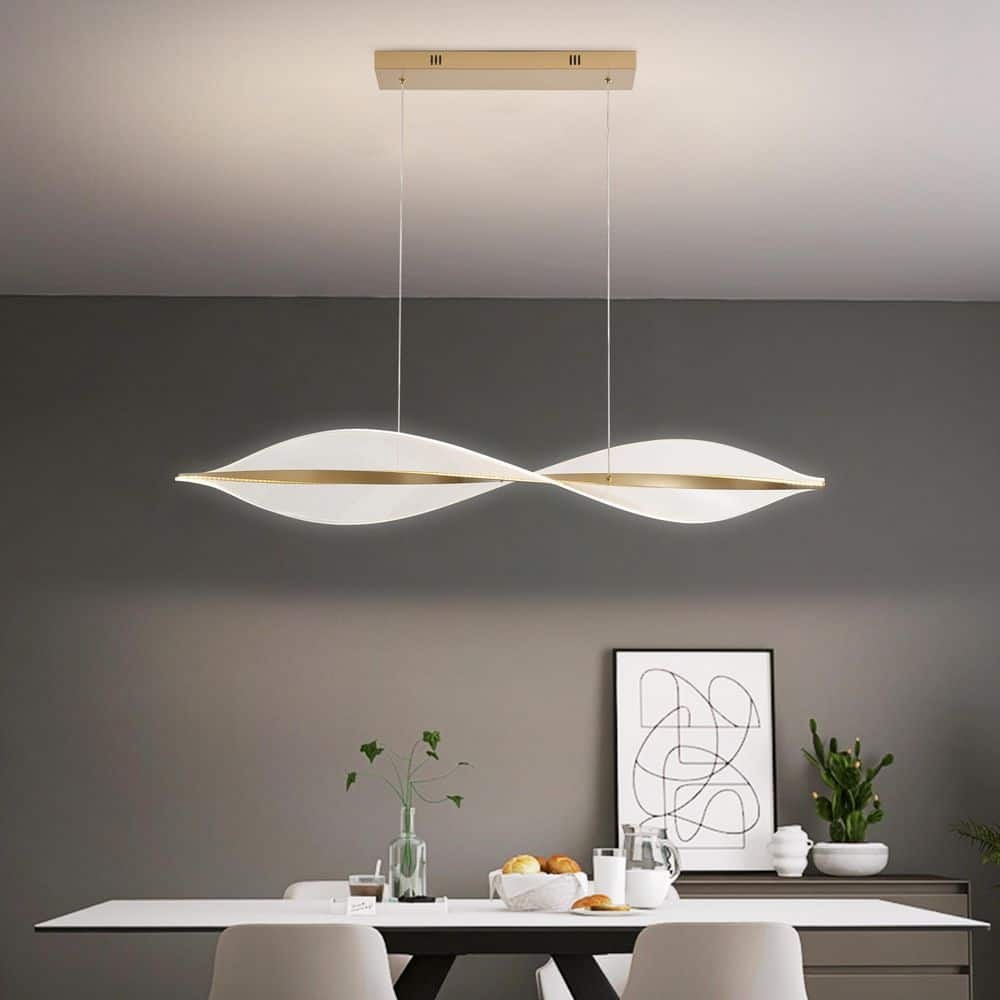 Delfino Nordic Gold Wave Led Acrylic Linear Chandelier