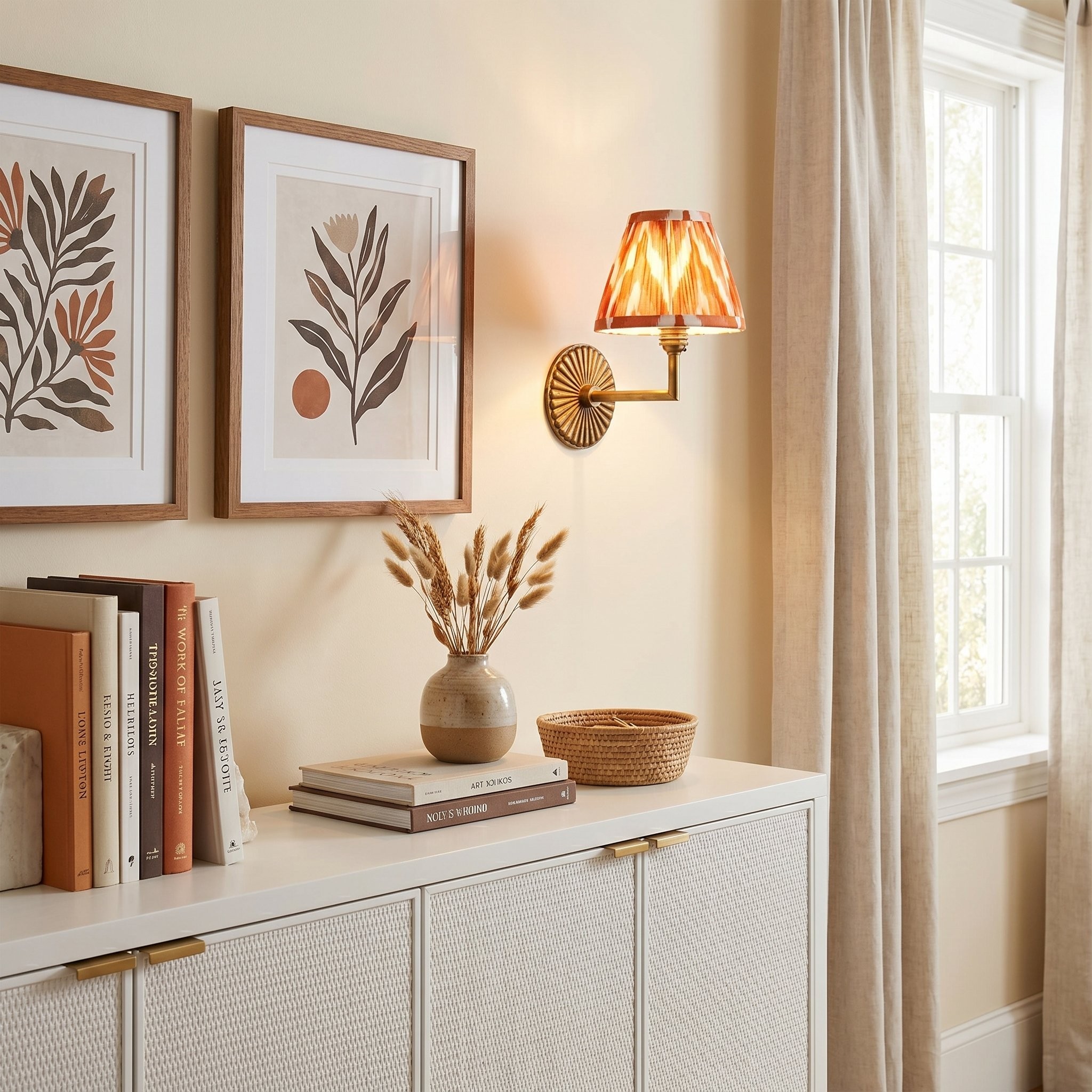 Dimitri Vintage Brass Pleated Fabric Wall Sconce