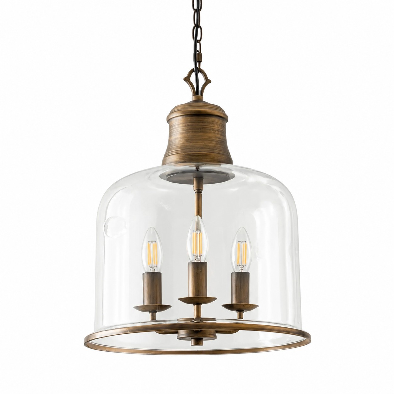 Sander Farmhouse Vintage Bell Clear Glass Pendant Light