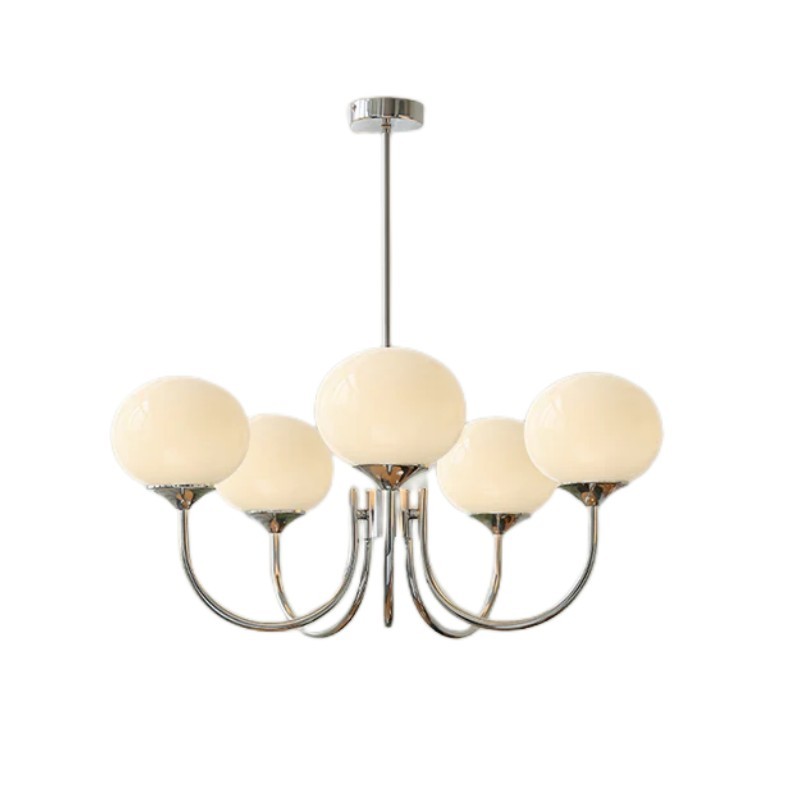 Bianca Colored Glass Shade Chandelier with Globes