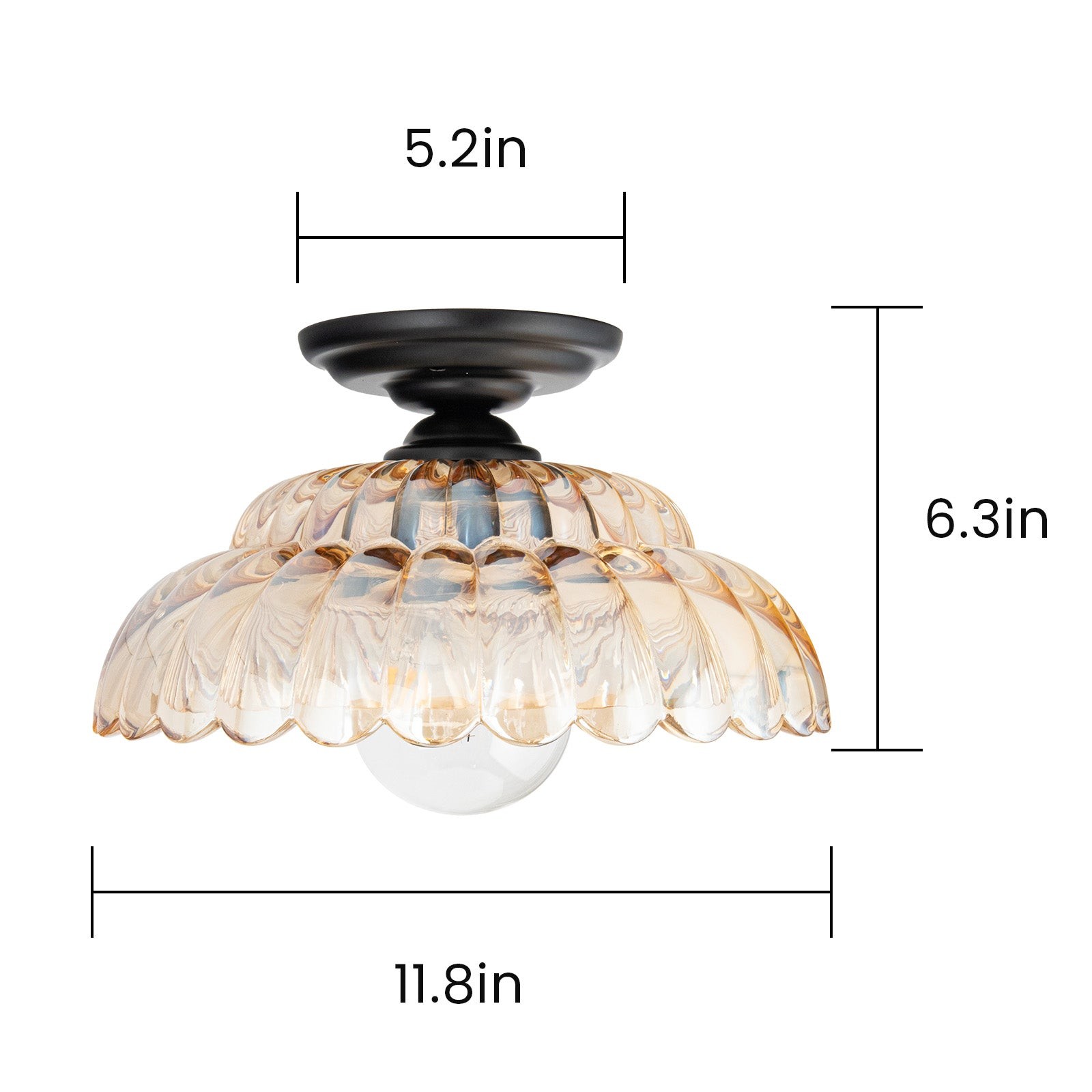 Fyxar Clear Glass Scalloped Flush Mount Light