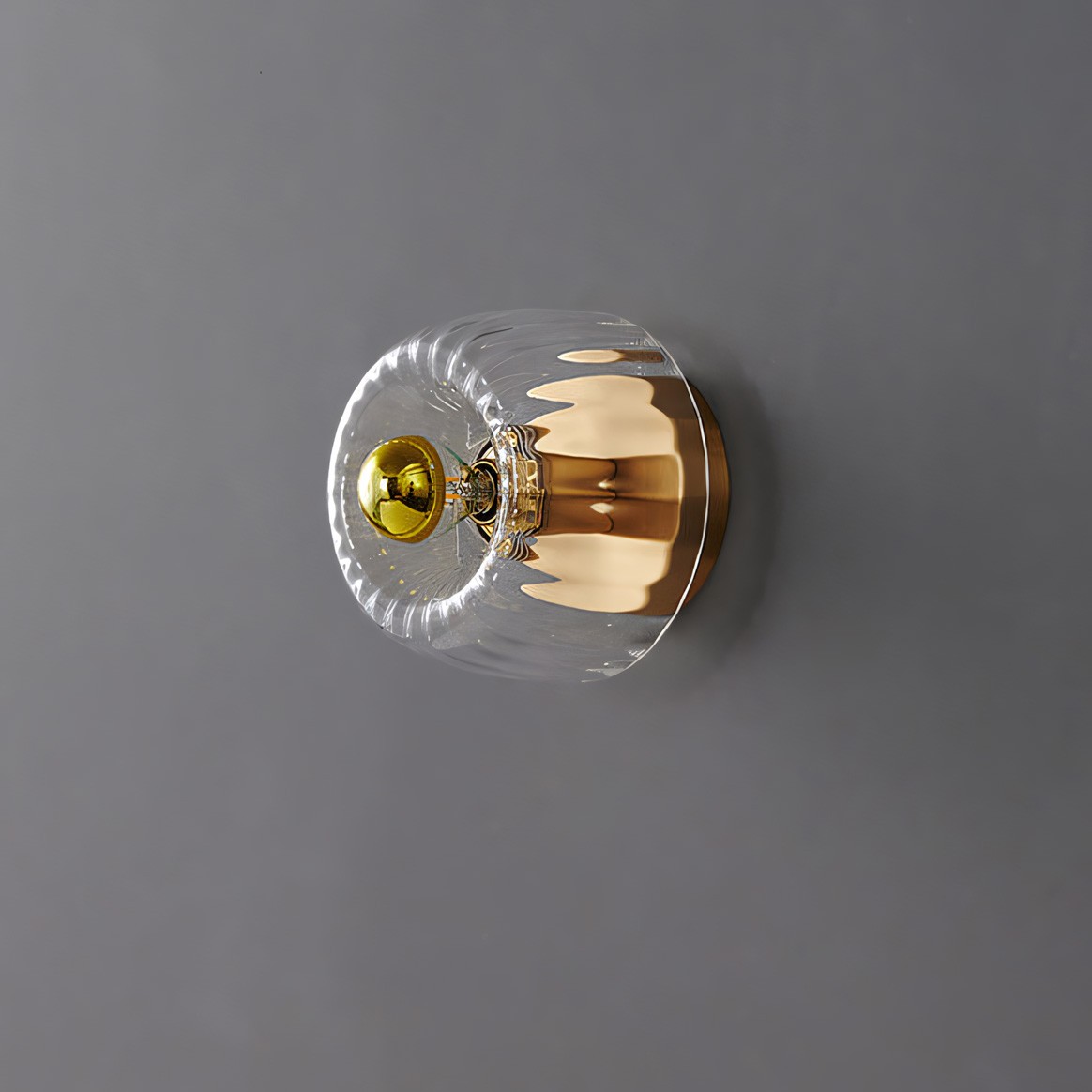 Rynik Mini Glass Sun Shape Full Copper Dual Purpose Flush Mount Light