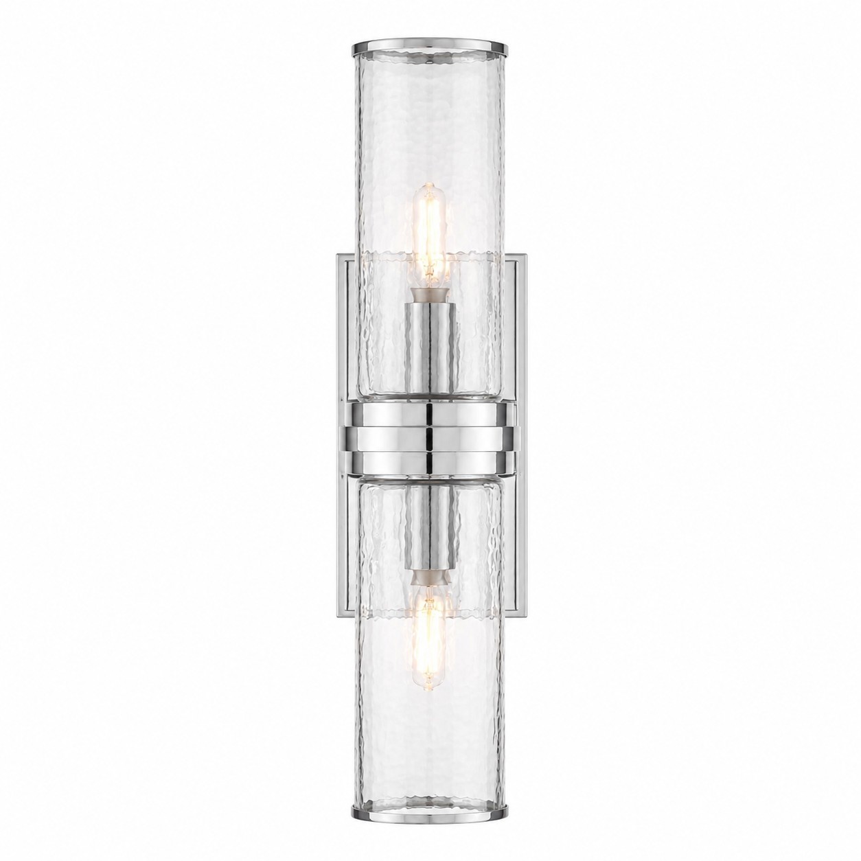 Cora Farmhouse Hammered Glass Double Tube Sconce