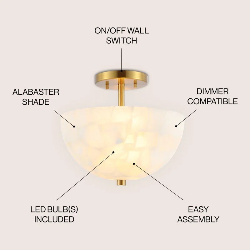 Faeluna Modern Alabaster Round Ceiling Light