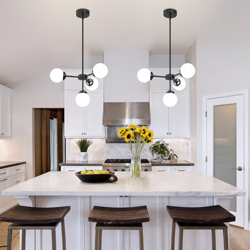 Aelithor 4 Light Opal White Glass Globe Chandelier